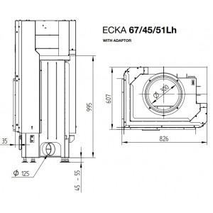 Каминная топка Hoxter Ecka 67 45 51Lh (Rh) Адаптер под аккумулятивные кольца HOXTER