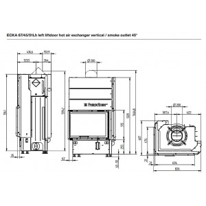 Каминная топка Hoxter Ecka 67 45 51Lh (Rh) Адаптер под аккумулятивные кольца HOXTER