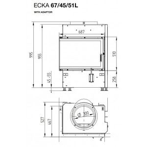 Каминная топка Hoxter Ecka 67 45 51L(R) Адаптер под аккумулятивные кольца HOXTER