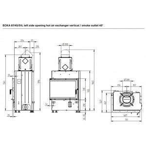Каминная топка Hoxter Ecka 67 45 51L(R) Стальной теплообменник 45°