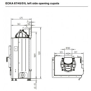 Каминная топка Hoxter Ecka 67 45 51L(R) Чугунный дымосборник