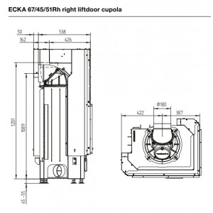 Каминная топка Hoxter Ecka 67 45 51Rh правосторонняя