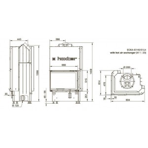 Каминная топка Hoxter Ecka 67/45/51Lha (Rha) Стальной теплообменник с вертикальным выходом