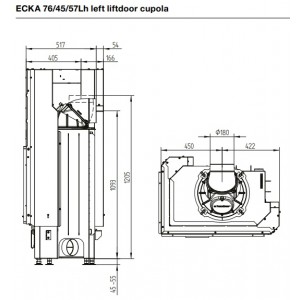 Каминная топка Hoxter Ecka 76 45 57Lha (Rha) Чугунный дымосборник