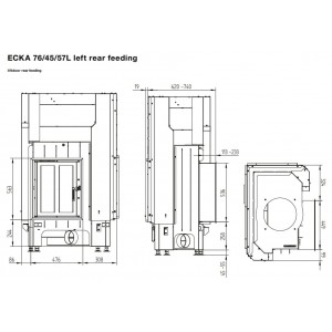 Каминная топка Hoxter Ecka 76 45 57Lha (Rha) Чугунный дымосборник