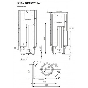 Каминная топка Hoxter Ecka 76 45 57Lha (Rha) Адаптер под аккумулятивные кольца HOXTER