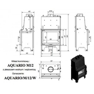 Каминная топка Kratki AQUARIO/M/12/W