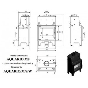 Каминная топка Kratki AQUARIO/M/8/W
