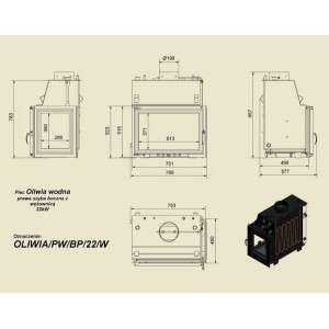 Каминная топка Kratki Oliwia/PW/BP/22/W/Z