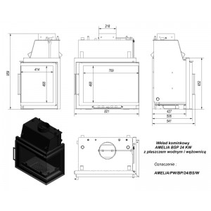 Каминная топка Kratki Amelia PW BP 24 BS W