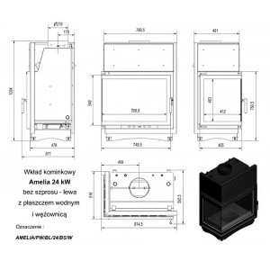 Каминная топка Kratki Amelia PW BL 24 BS W