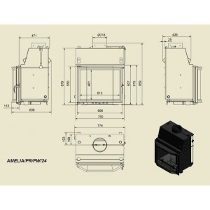 Каминная топка Kratki Amelia/PR/PW/24