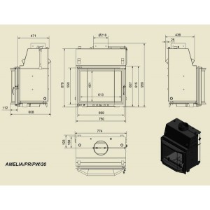 Каминная топка Kratki Amelia/PR/PW/30