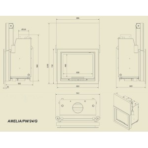 Каминная топка Kratki Amelia/PW/24/G