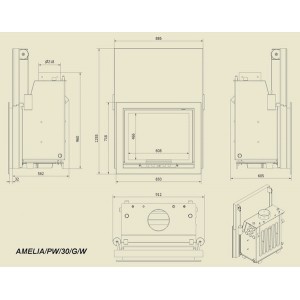 Каминная топка Kratki Amelia/PW/30/G