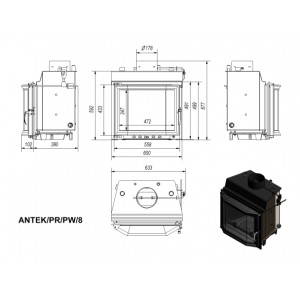 Каминная топка Kratki Antek PR PW 8 W