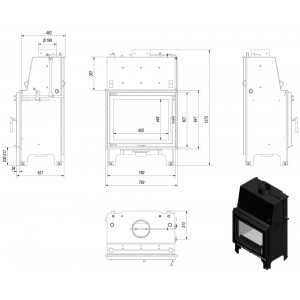 Каминная топка Kratki Aquario A 14 PW W