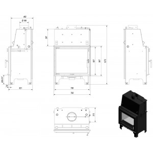 Каминная топка Kratki Aquario A 14 PW W DG