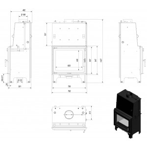 Каминная топка Kratki Aquario A 18 PW W