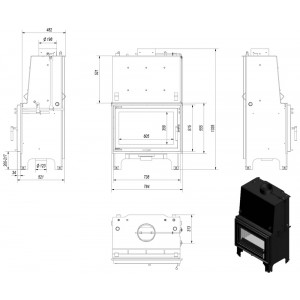 Каминная топка Kratki Aquario O 16 PW W