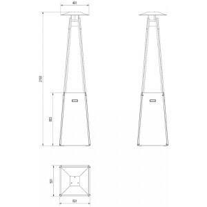 Газовый нагреватель Kratki Umbrella C G31 37MBAR S ZE с газовым оборудованием
