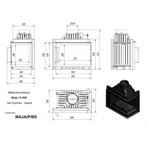 Каминная топка Kratki Maja/PW/12/GLASS