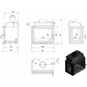 Каминная топка Kratki Maja PW BL 12 W