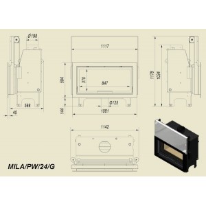 Каминная топка Kratki Mila/PW/24/G