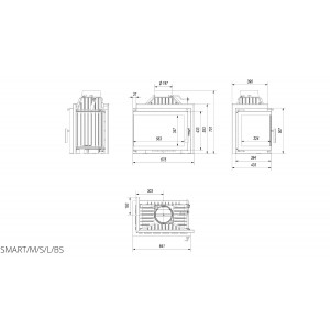 Каминная топка Kratki SMART M S L BS (угловое стекло слева)
