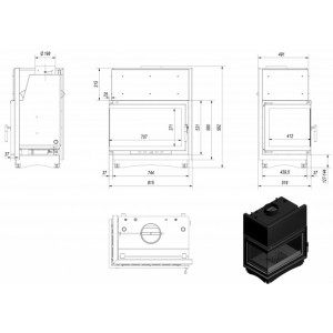 Каминная топка Kratki Oliwia PW BL 22 BS W