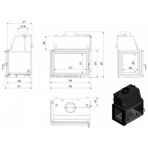 Каминная топка Kratki Oliwia PW BL 17 W