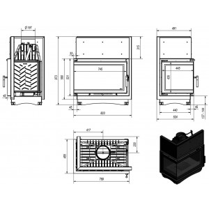 Каминная топка Kratki Oliwia L BS Deco