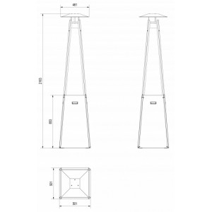 Газовый нагреватель Kratki UMBRELLA C G31 37MBAR S ZE - черный, с газовым оборудованием