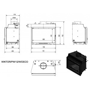 Каминная топка Kratki Wiktor PW 12 W Deco