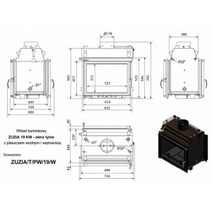 Каминная топка Kratki Zuzia T PW 19 W