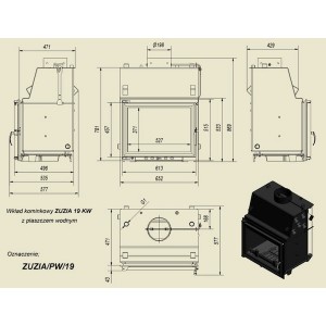 Каминная топка Kratki Zuzia/PW/19/GLASS (двойное стекло)