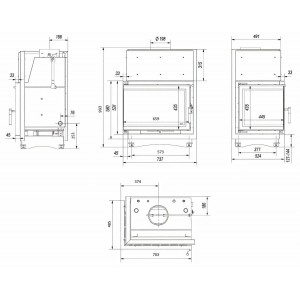 Каминная топка Kratki Zuzia PW BL 19 BS W Deco