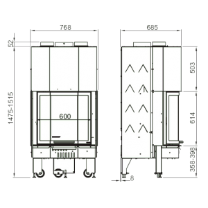 Каминная топка La Nordica Monoblocco 600 Prismatico