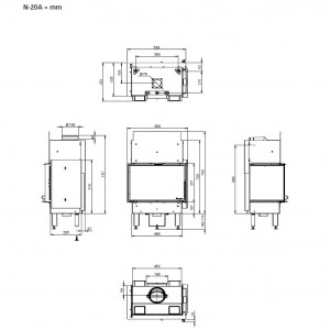 Каминная топка Nordpeis N-20A правая, черная, 7кВт