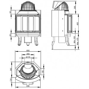 Каминная топка Nordpeis NI-25 (складные дверцы)