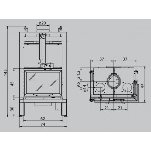 Каминная топка Palazzetti Ecomonoblocco 64 V08 SX