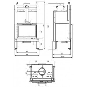 Каминная топка Palazzetti Ecomonoblocco 66 Bifacciale DX