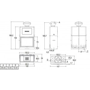 Каминная топка Piazzetta MA 262 SL Plus