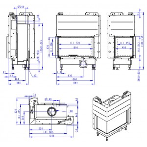 Каминная топка Romotop Heat Silent R/L 3G L 81.51.40.25
