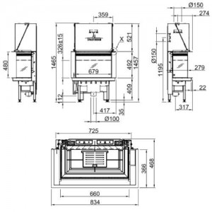 Каминная топка Spartherm Lean 3RL-70h RLU с дополнениями