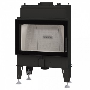Каминная топка BeF Home Therm 8, футеровка красная округлая, рамка черная, ручка красная