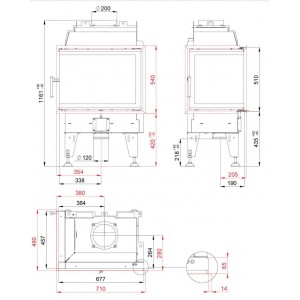 Каминная топка BeF Home Therm 8 CL, левый угол