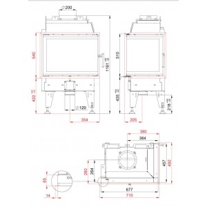 Каминная топка BeF Home Therm 8 CP, правый угол