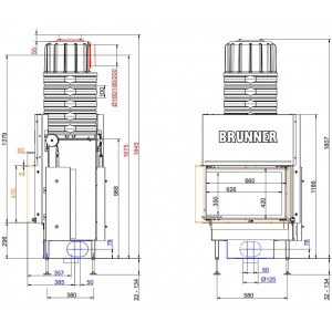 Каминная топка Brunner BKH 5.0 Corner 42-66-42 STL/STR