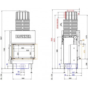 Каминная топка Brunner BKH 5.0 Corner 42-66-42 STL/STR
